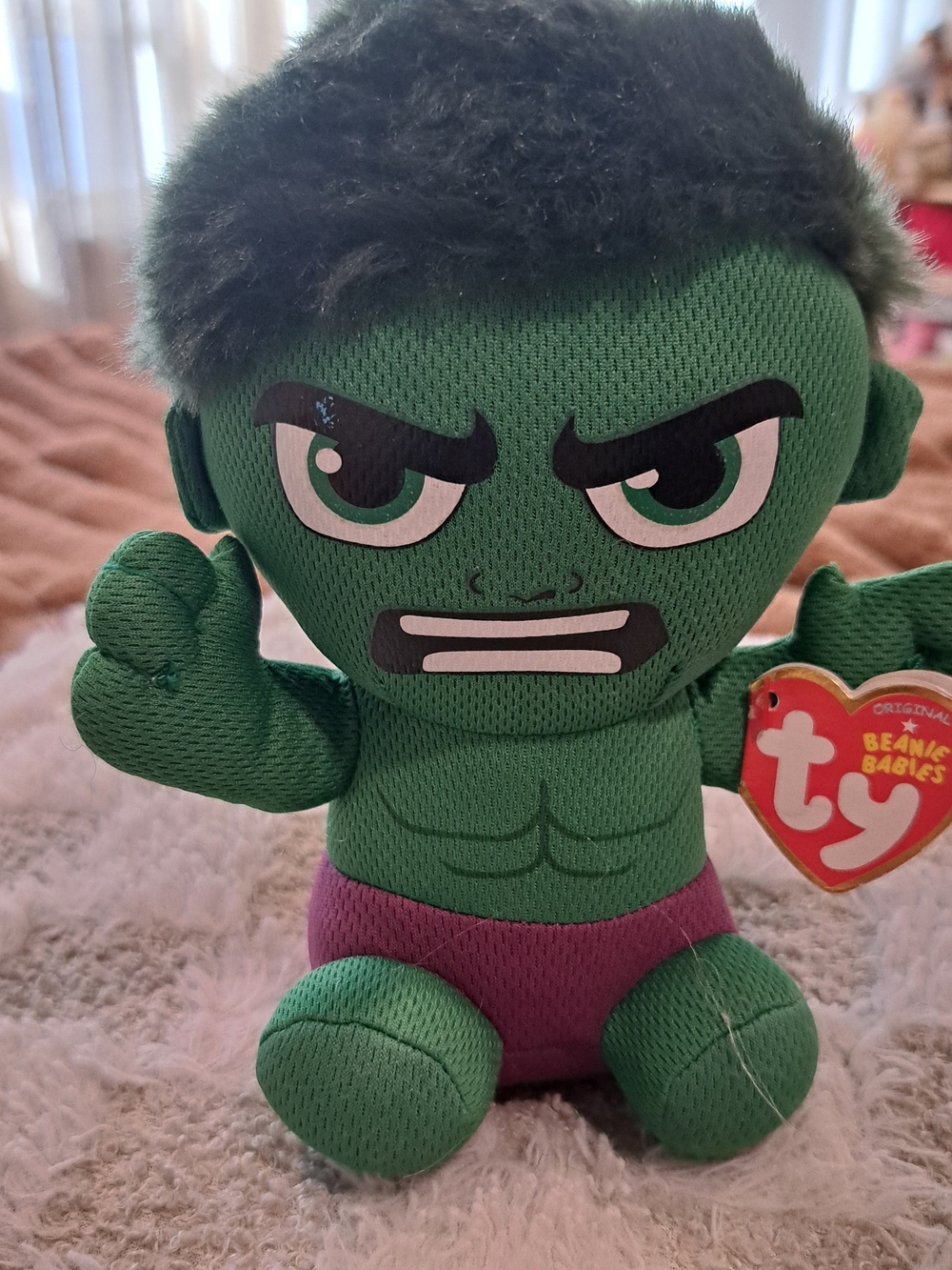 Ty Beanie Baby - HULK Marvel 6 Inch  Plush Stuffed Animal Toy With Heart Tag